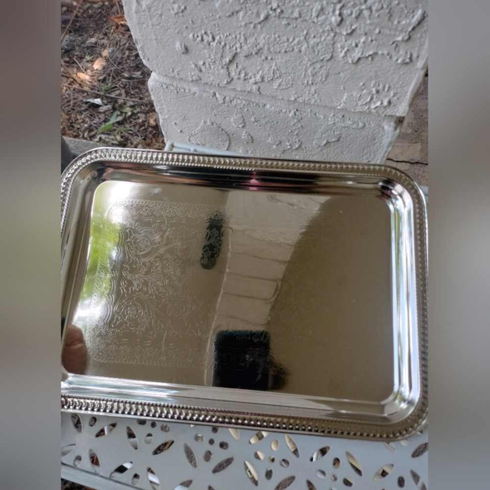 Silver Decor Serving Tray Never Used